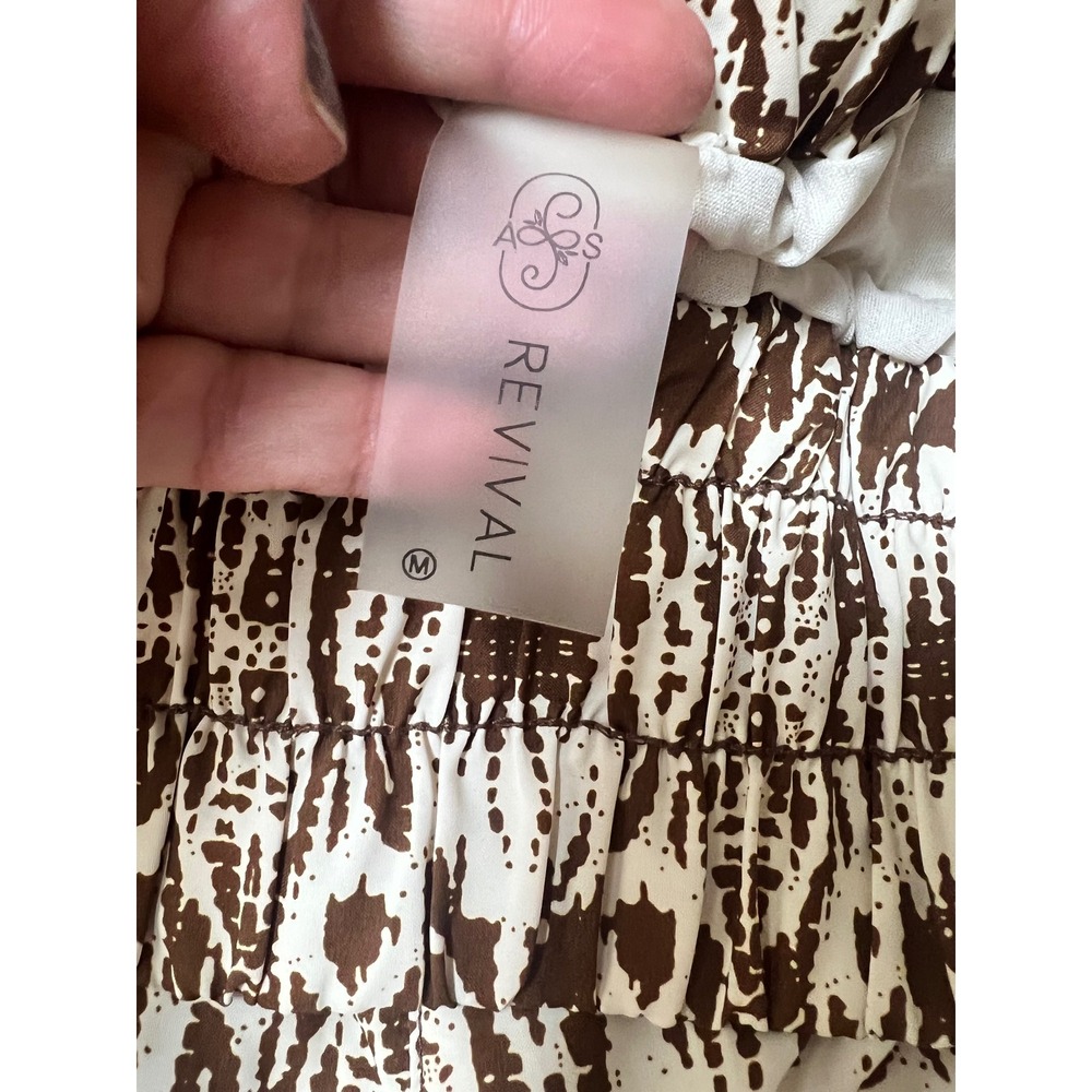 AS Revival Brown White Ikat Smocked Active Shorts - Picture 2 of 3